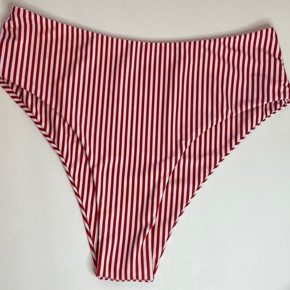 ZAFUL SWIM BOTTOM  Red and White Stripe - Picture 1 of 6